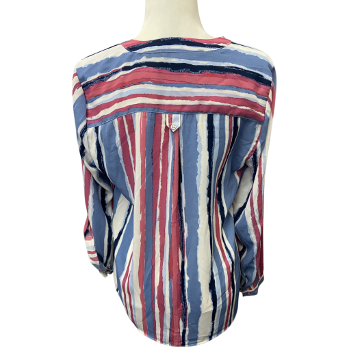 Zac&Rachel Striped Blouse Medium Blue Pink Women's Top - Image 2