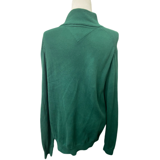 Tommy Hilfiger Green Quarter Zip Sweater - Size L - Pullover - Image 2