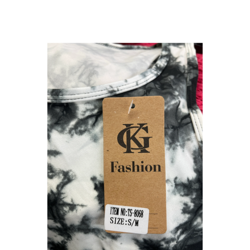 KG Fashion Tie Dye Tank Top - Black/White S/M - Women's Tops - Image 3