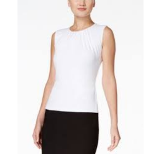 Calvin Klein White Sleeveless Top - Small - Women's Blouse