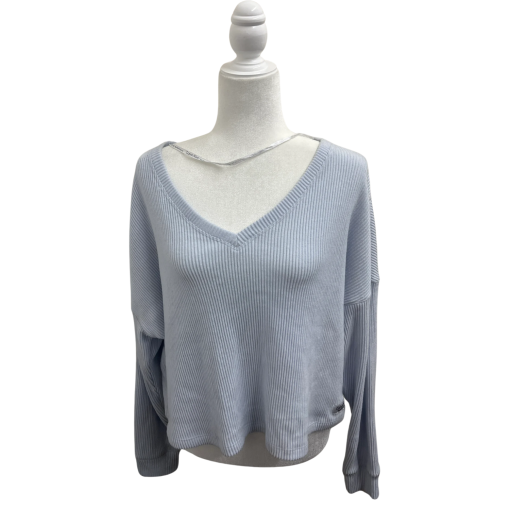 Calvin Klein Blue Ribbed V-Neck Sweater XXL - Women's Top