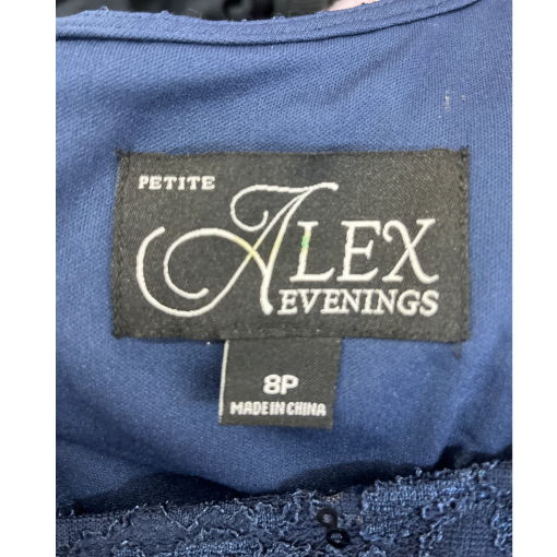 Alex Evenings Navy Lace Cocktail Dress Petite 8P - Party Dress - Image 3