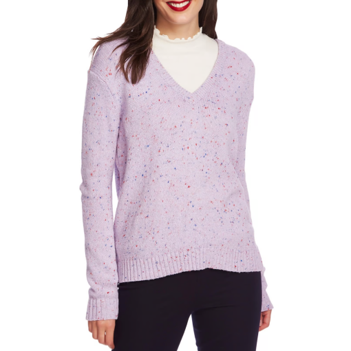 Court & Rowe Lavender V-Neck Sweater, Small - Women's Knitwear