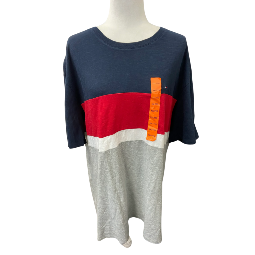 Tommy Hilfiger Colorblock Tee XXL - Men's T-Shirt - Navy/Red/Gray