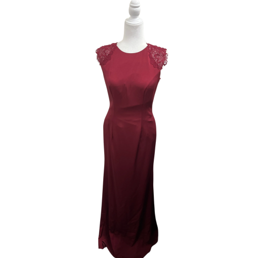 Simply Women Burgundy Lace Sleeve Maxi Dress Size 8 - Formal