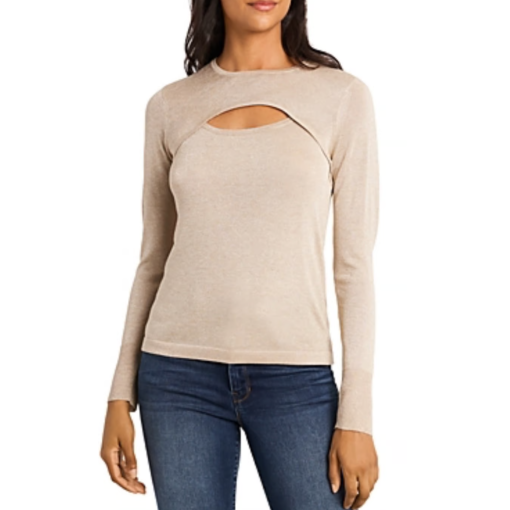 1.state Beige Keyhole Sweater - Small - Women's Tops