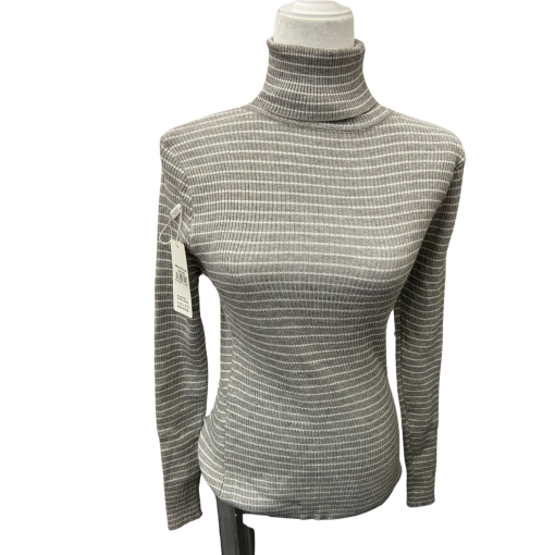 YUNA Gray Striped Turtleneck Sweater - One Size - Women's Tops