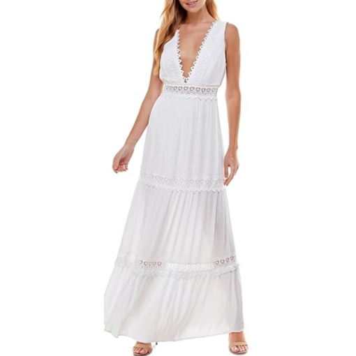 Bebe White Lace Maxi Dress - XS - Women's Summer Dress