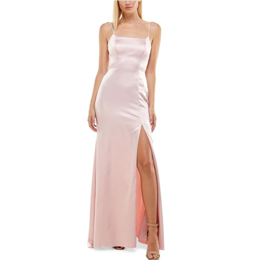 B Darlin Pink Satin Slit Gown - Prom Dress - Size 12