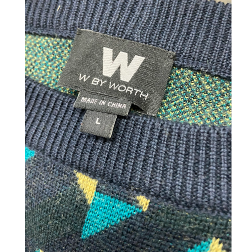 W by WORTH Geometric Sweater - Teal/Yellow - Size L - Women's Knitwear - Image 3