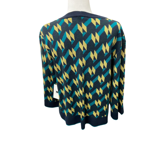 W by WORTH Geometric Sweater - Teal/Yellow - Size L - Women's Knitwear - Image 2