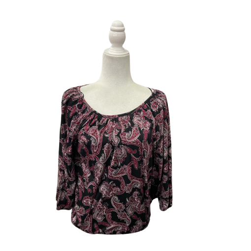 Michael Kors Paisley Blouse Black/Red Petite Top