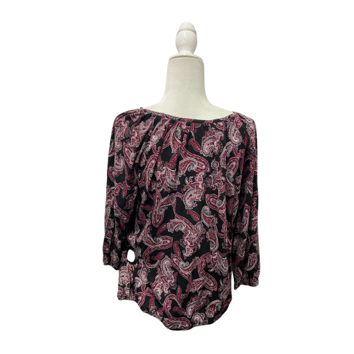 Michael Kors Paisley Blouse Black/Red Petite Top - Image 2