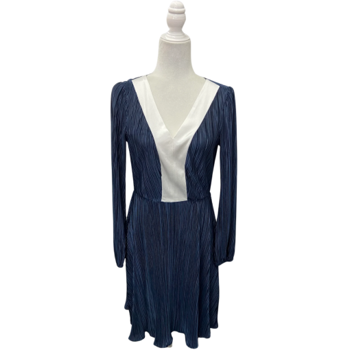 DKNY Navy/White Pleated Dress Size 6 - Cocktail Dress