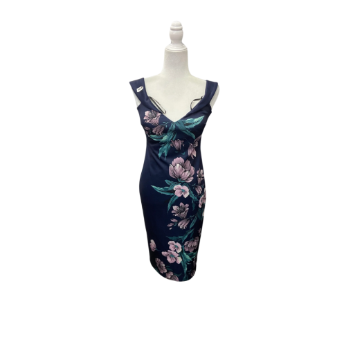 XSCAPE Navy Floral Bodycon Dress Size 4 - Cocktail Dress