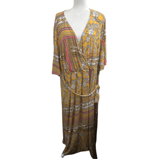 CHEZTU Yellow Floral Maxi Dress Plus Size 24 - Women's Dresses