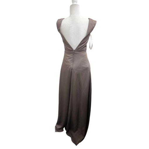 Kleinfeld Taupe Satin V-Neck Gown Size 4 | Bridesmaid Dress - Image 2