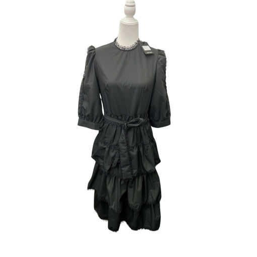 N by NANCY Black Ruffle Dress - Size Small - Midi Dress