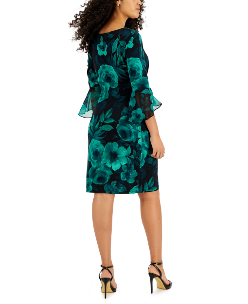 Connected Petites Green Floral Sheath Dress Size 8P - Party Dress - Image 2