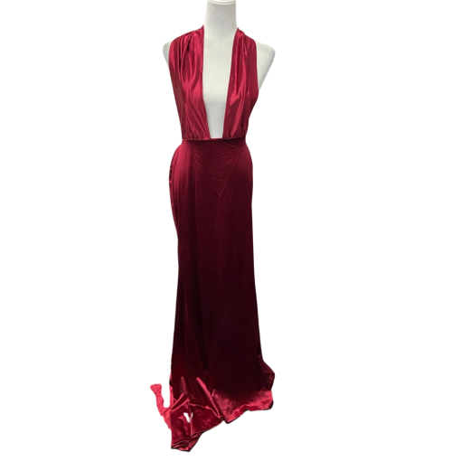 Miss ORD Bordeaux Velvet Maxi Dress - Size M - Formal Gown