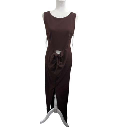 HALSTON Brown Bow Front Maxi Dress - No Size - Formal Dress