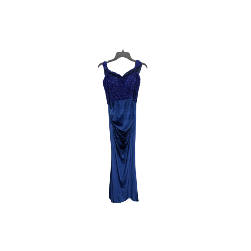 Miss ORD Blue Sequin Bodice Maxi Dress - Size L - Formal Gown