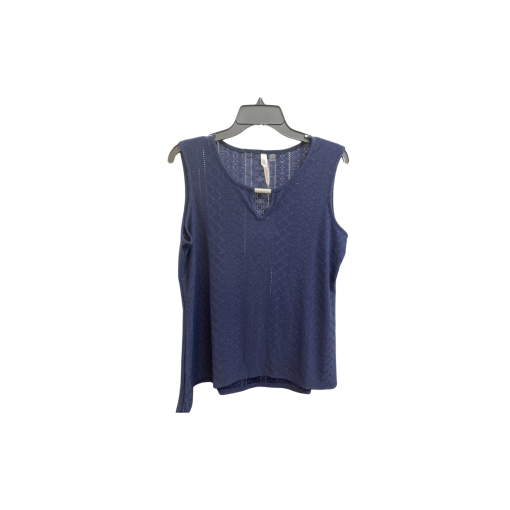 NY Collection Navy Sleeveless Top, Size L, Women's Blouse