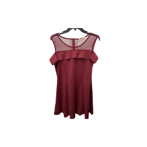 AZZ Trading Burgundy Mesh Overlay Dress - Size L - Cocktail Dress