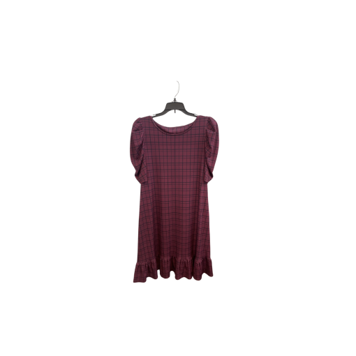 Burgundy Plaid Dress - Women's Size S - Midi Dress - Casual Dress