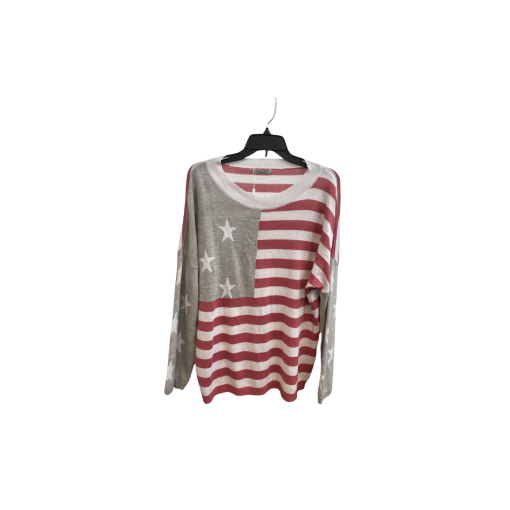 Aceshin American Flag Sweater Gray Red L - Women's Knitwear