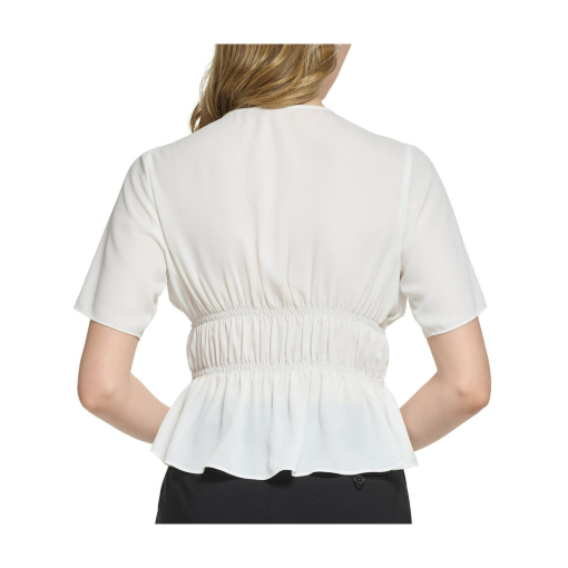 Calvin Klein White Blouse XS - Women's V-Neck Top - Workwear - Image 2