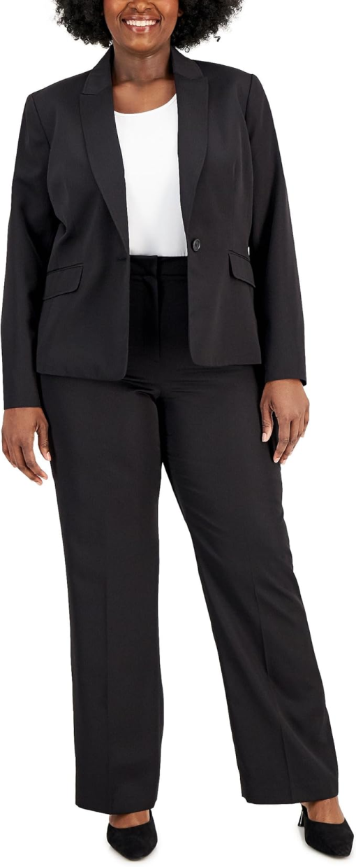 Le Suit Plus Size Black Pant Suit - Women's Workwear - 22W