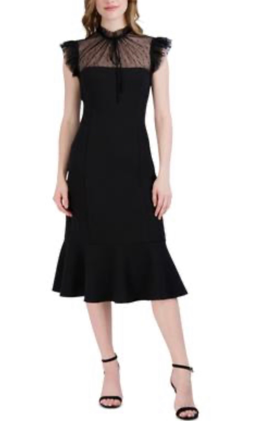 Julia Jordan Womens Illusion Ruffle Cocktail and Party Dress Size 10