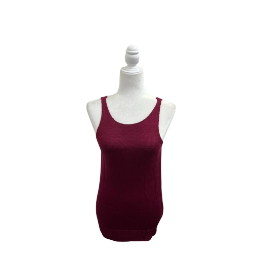 CREMIEUX Women's Burgundy Knit Tank Top - Size Small - Sleeveless Shirt
