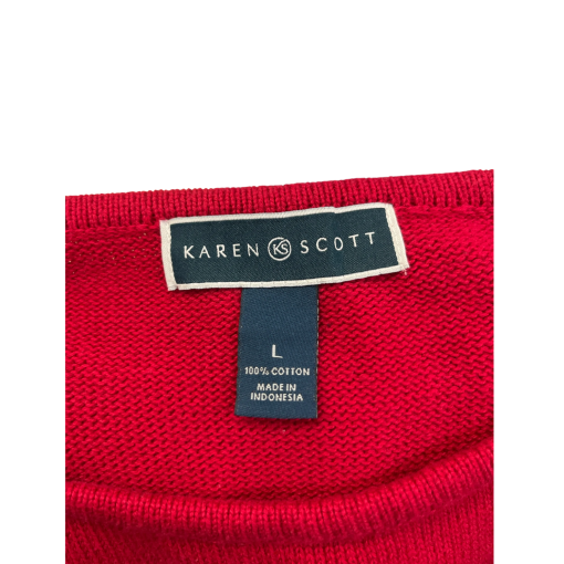 Karen Scott Women's Red Sweater Top, L, Shoulder Zip Detail - Image 3