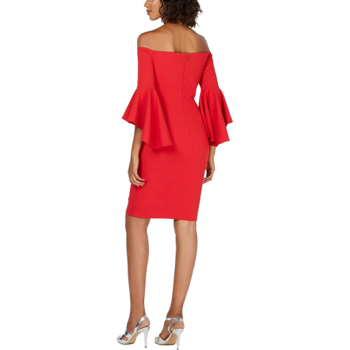 Calvin Klein Women's Red Off-Shoulder Cocktail Dress - Size 16 - Image 2