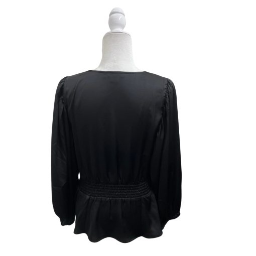 Vince Camuto Black Peplum Top Women's Small V-Neck Blouse - Image 2