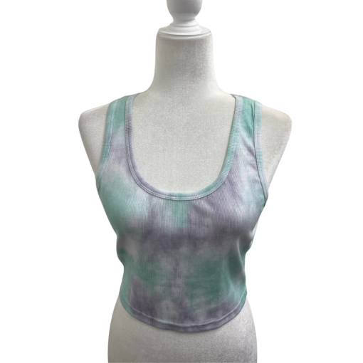 AXESHIM Tie Dye Ribbed Tank Top - Mint/Purple - Medium - Women's Tops
