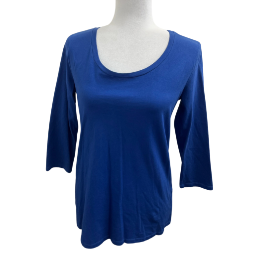 Blue 3/4 Sleeve Scoop Neck Top - Size Small - Women's Shirt