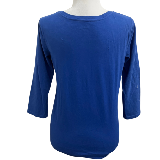 Blue 3/4 Sleeve Scoop Neck Top - Size Small - Women's Shirt - Image 2