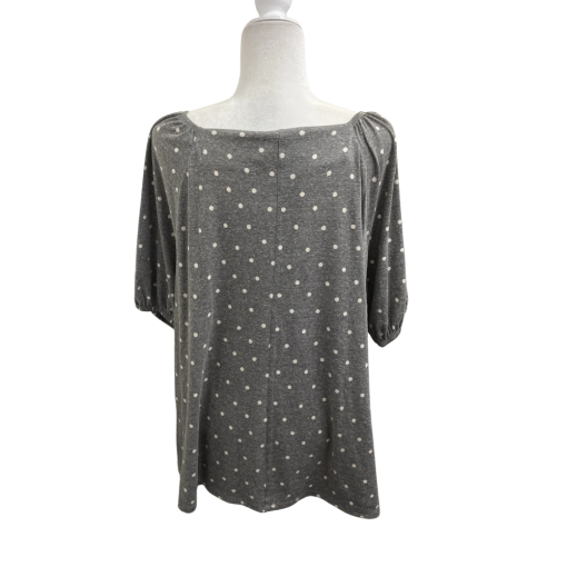 COIN 1804 Women's Gray Polka Dot Top Square Neck Tee - Image 2