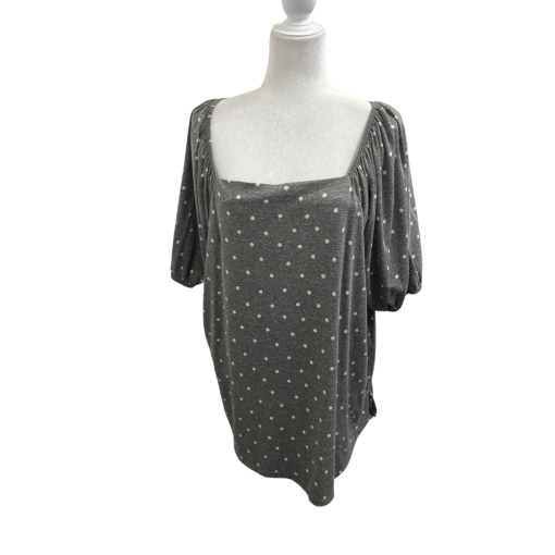 COIN 1804 Women's Gray Polka Dot Top Square Neck Tee