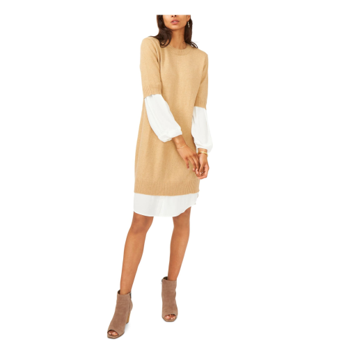 Vince Camuto Women's Beige Sweater Dress - Knee Length - L