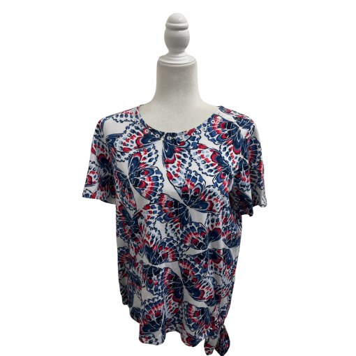 Alfred Dunner Women's Butterfly Print Top - White, Small, T-Shirt