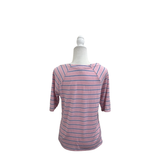 AK Sport Pink Striped Top Women's Large Square Neck Shirt - Image 2