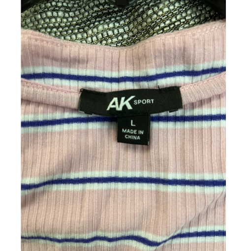 AK Sport Pink Striped Top Women's Large Square Neck Shirt - Image 3