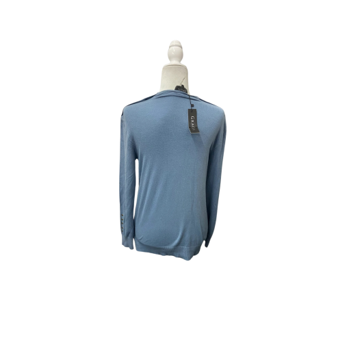 Gracia Women's Blue Sweater Small - Shoulder Button Top