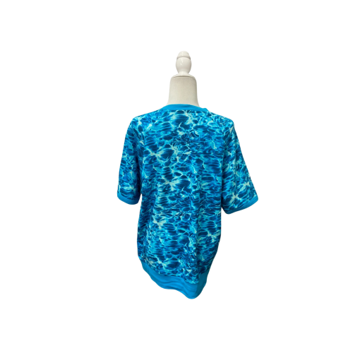 DKNY Blue Water Print Pocket Tee Shirt - Size N - Women's Top