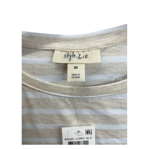 Style & Co Women's XS Striped Long Sleeve Tee Shirt - Beige - Image 2