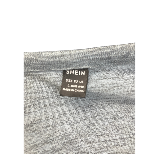 SHEIN Women's Blue V-Neck Top with Printed Sleeves - Size L - Image 2
